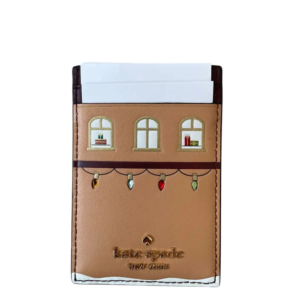 Kate Spade New York Oh What Fun Gingerbread House Small Slim Cardholder NEW